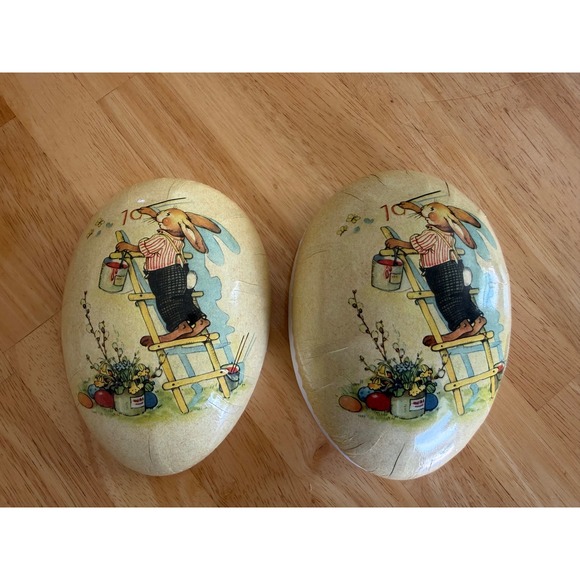Vintage Nestler Germany Easter Egg – Rabbit on Ladder Scene Paper Mache - Picture 4 of 14